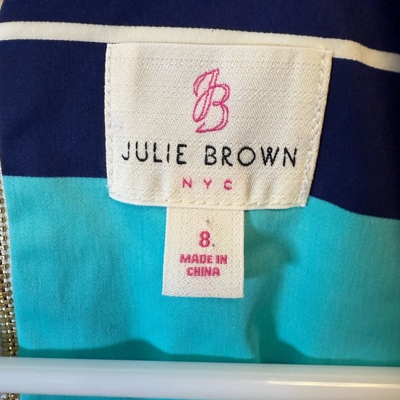 Julie Brown NYC Striped Sleeveless Fit And Flare Dress in Blue and White Size 8 - Picture 9 of 9